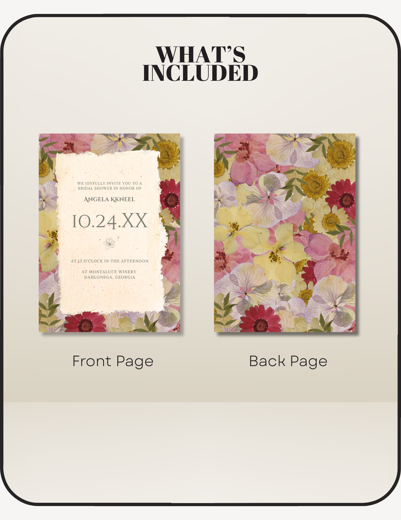 Pressed Flowers Bridal Shower Invite