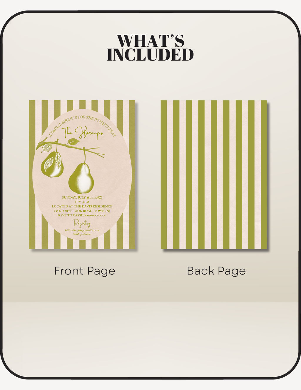 Perfect Pear Bridal Shower Invite