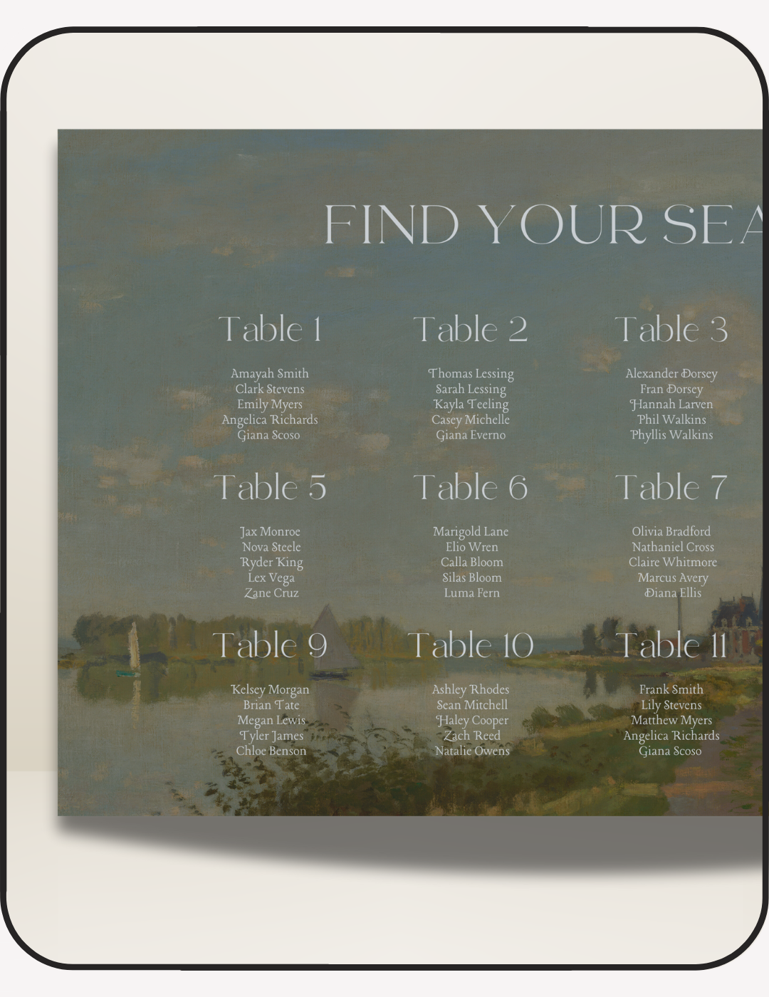 Coastal Wedding Seating Chart
