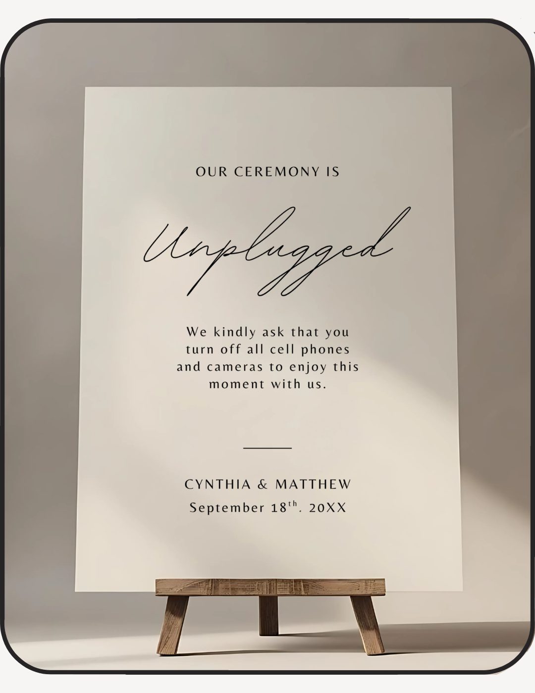 Minimalistic Wedding Unplugged Sign