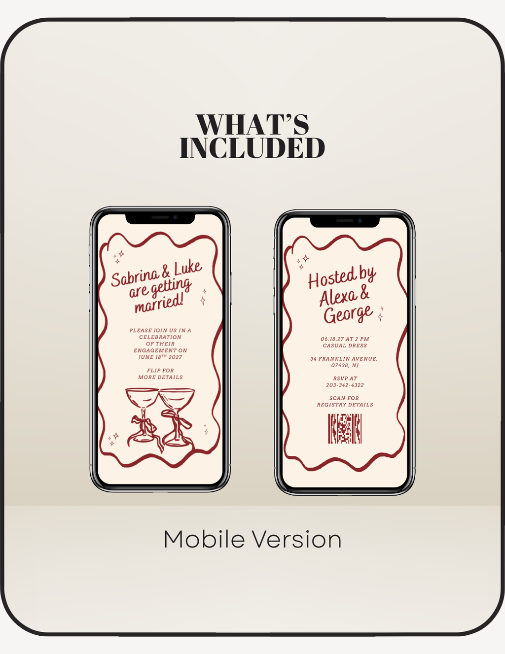 Vintage Engagement Party Mobile Invite