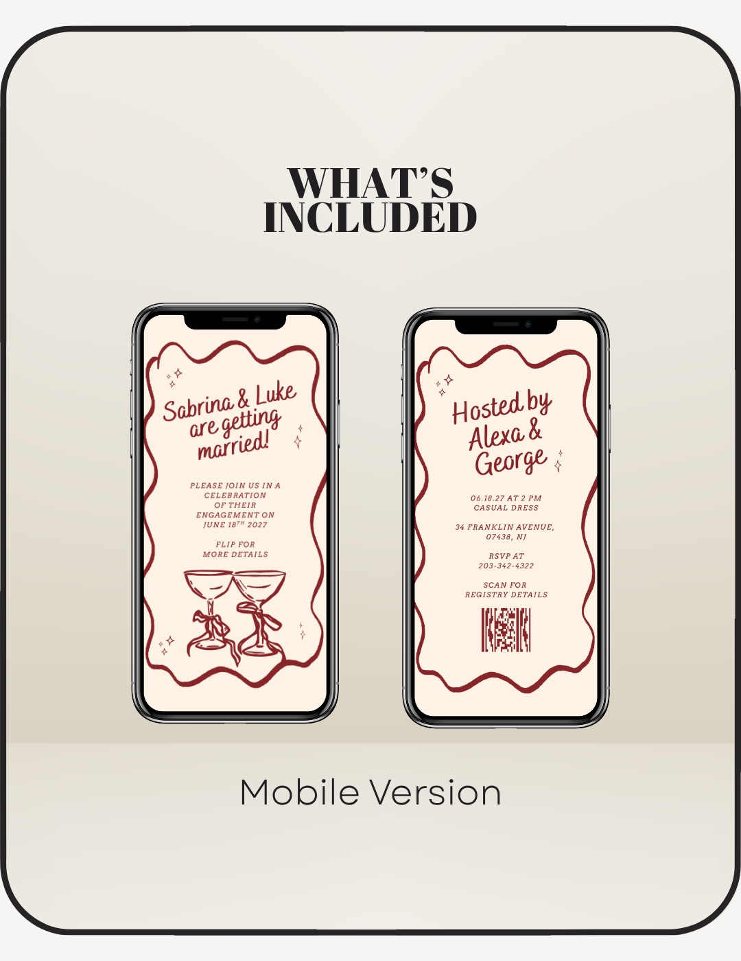 Vintage Engagement Party Mobile Invite