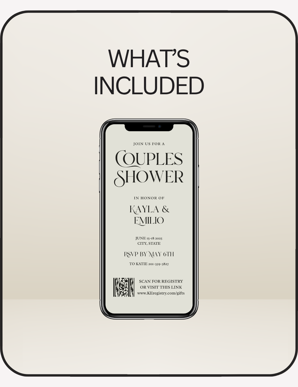 Minimal Co-ed Wedding Shower Mobile Invite