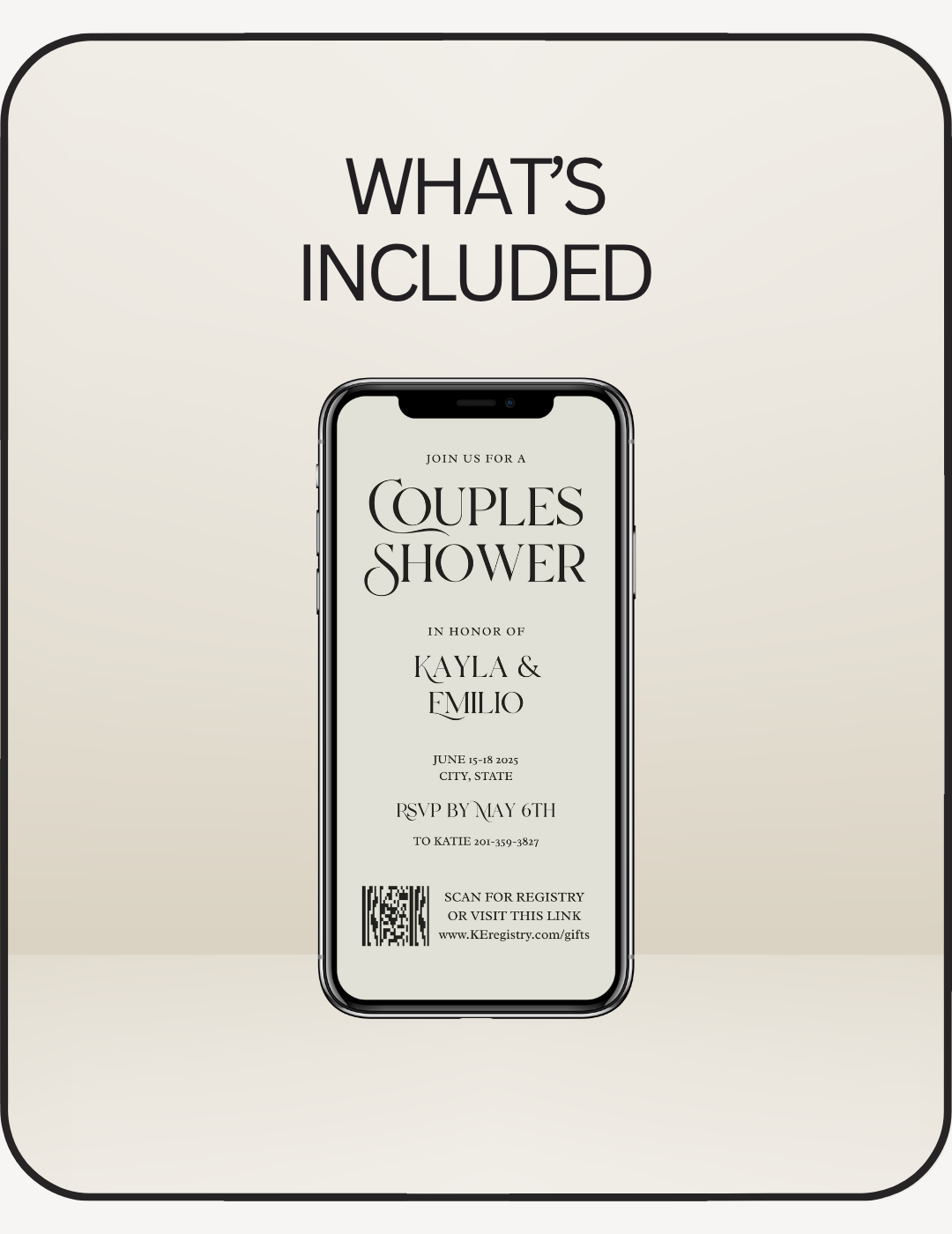 Minimal Co-ed Wedding Shower Mobile Invite