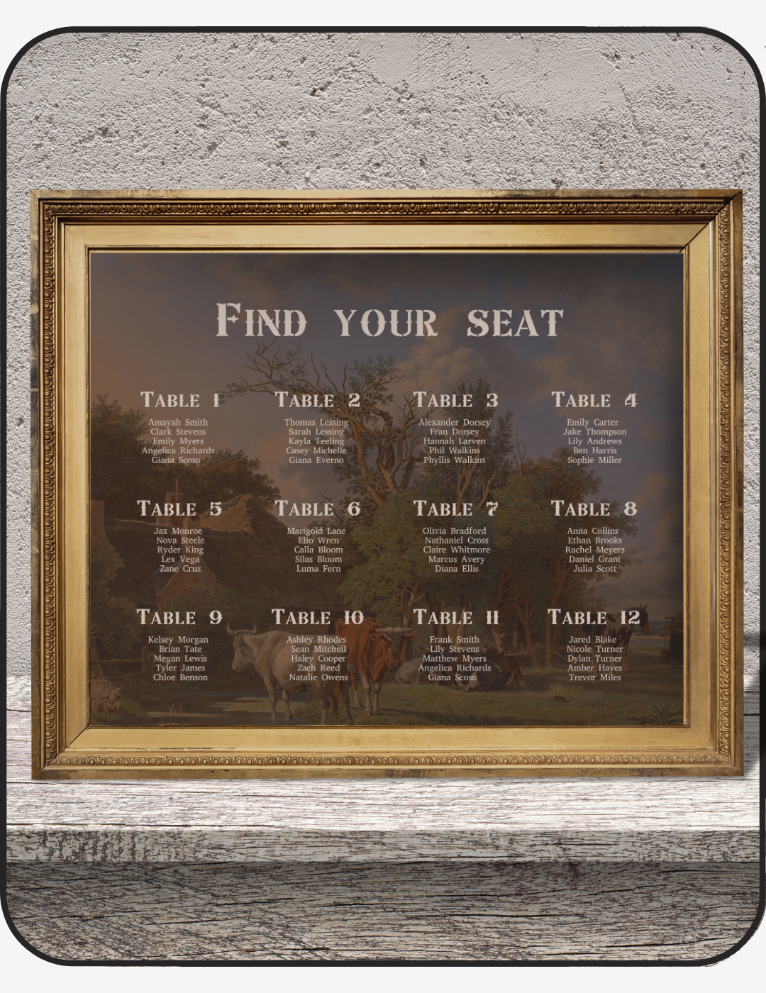 Western Wedding Seating Chart