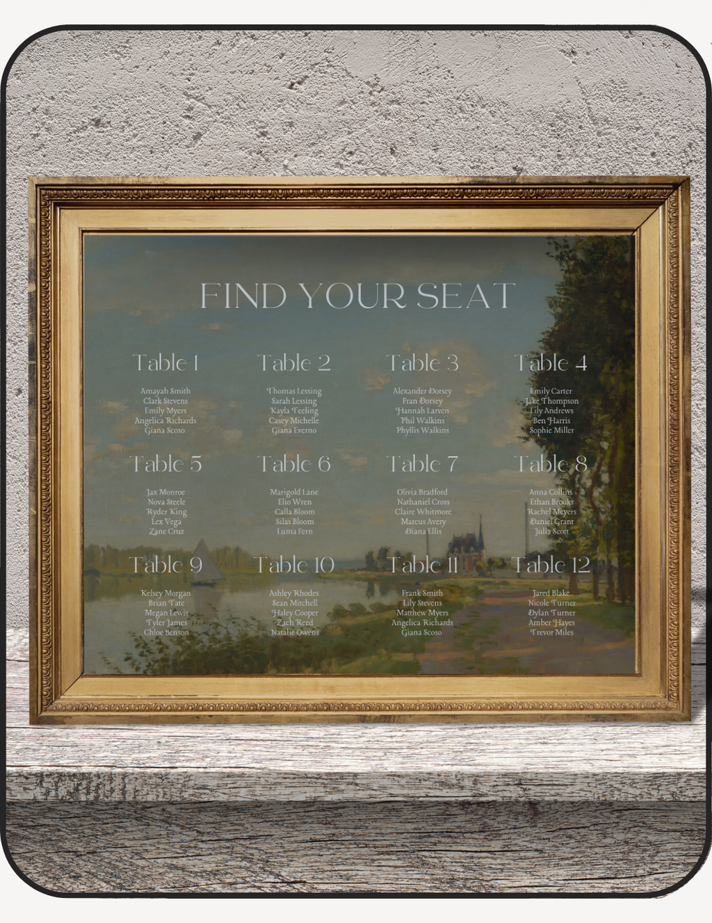 Coastal Wedding Seating Chart
