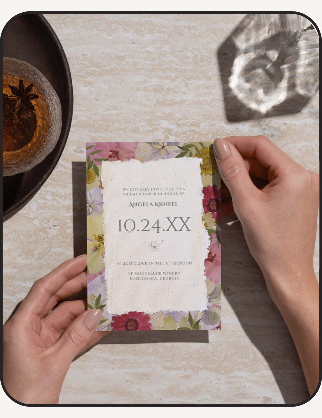 Pressed Flowers Bridal Shower Invite