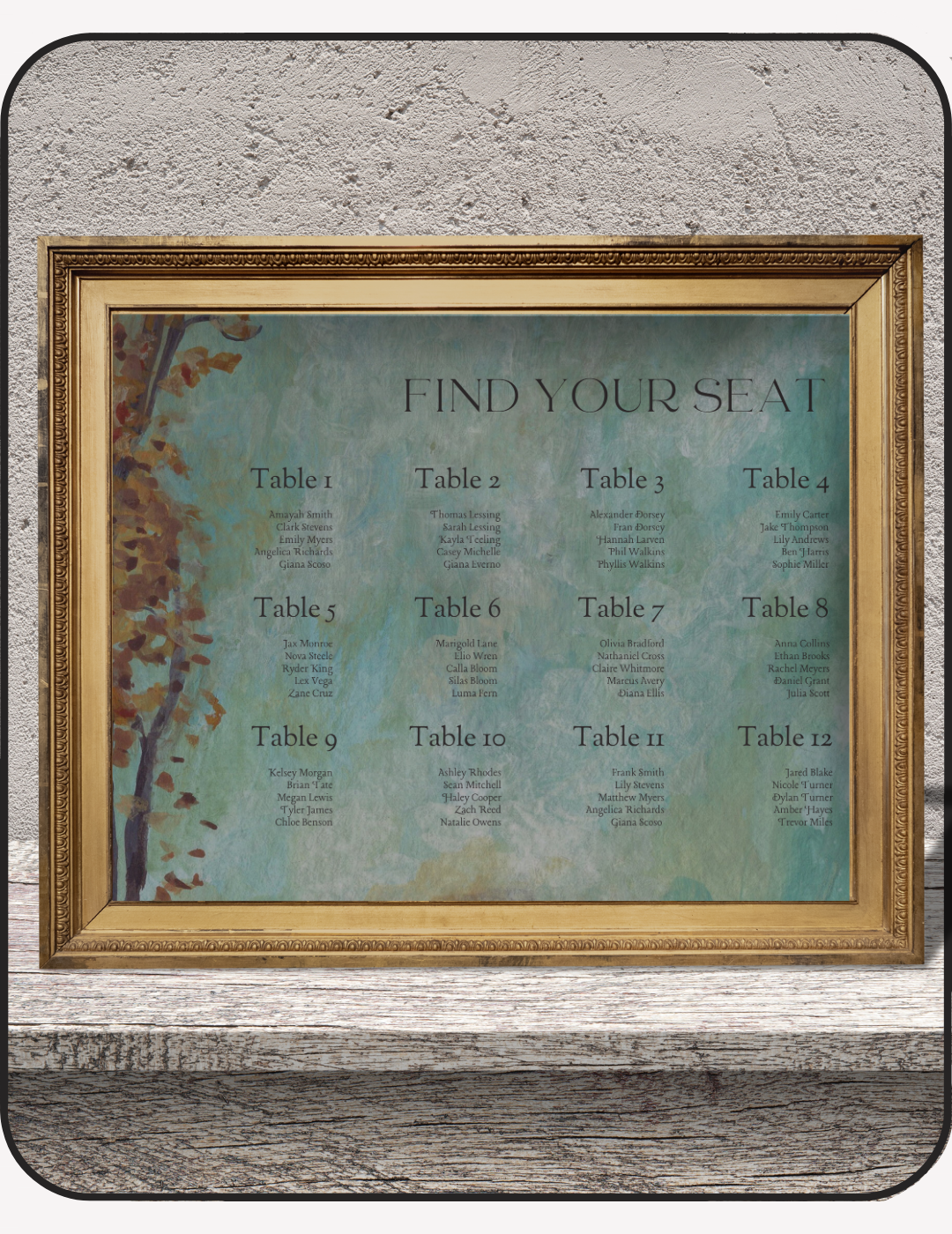 Autumnal Wedding Seating Chart