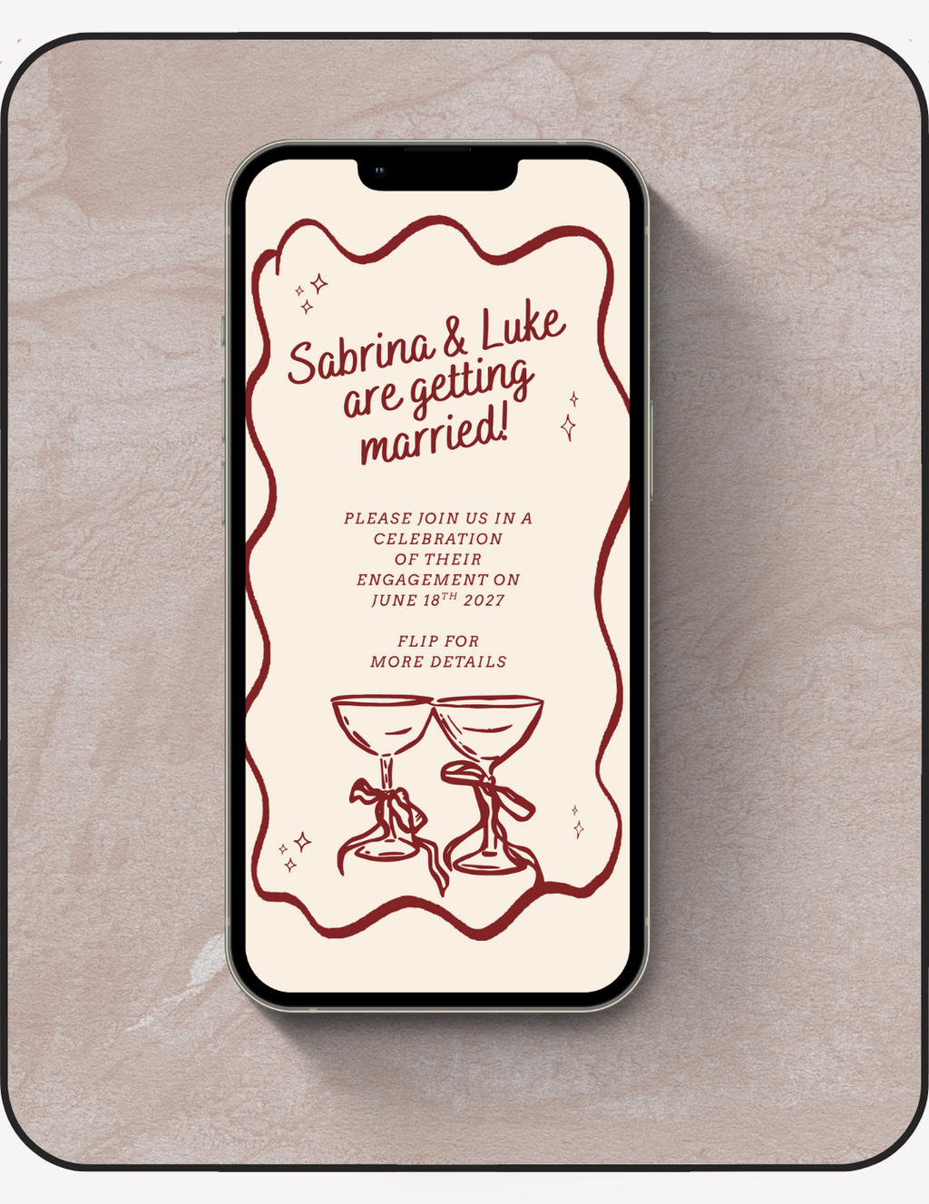 Vintage Engagement Party Mobile Invite