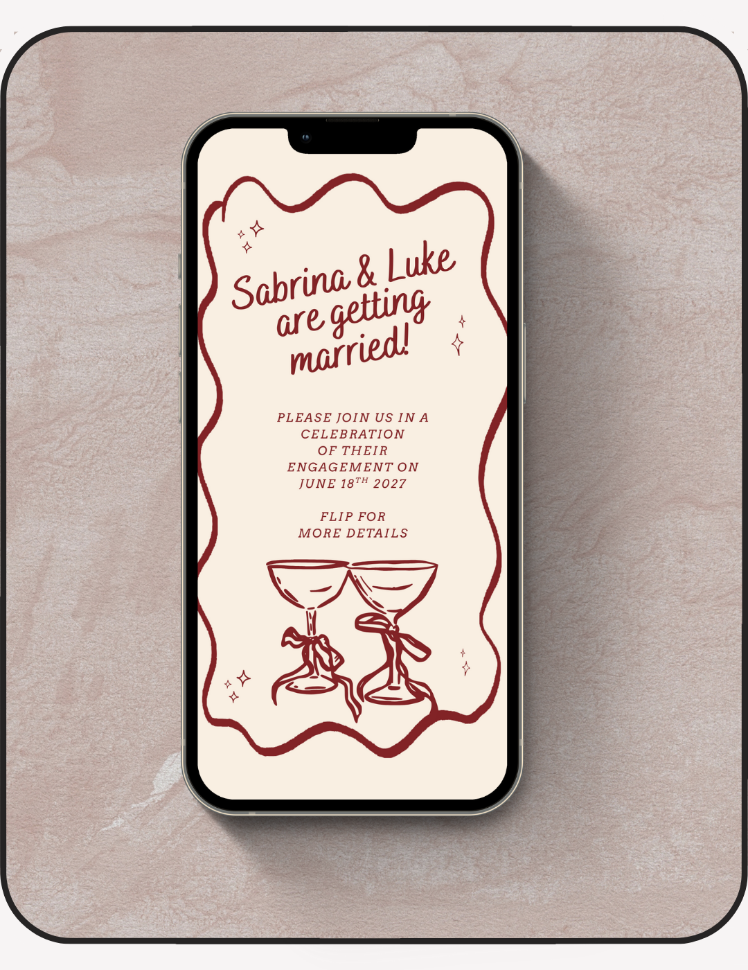 Vintage Engagement Party Mobile Invite