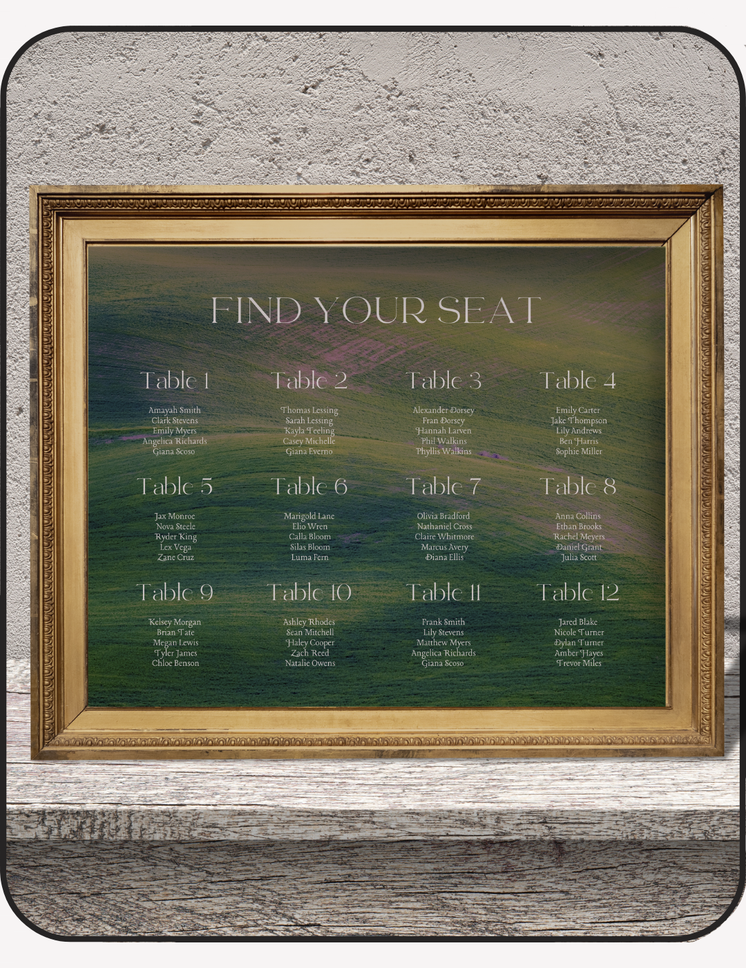 Lush Landscape Wedding Seating Chart