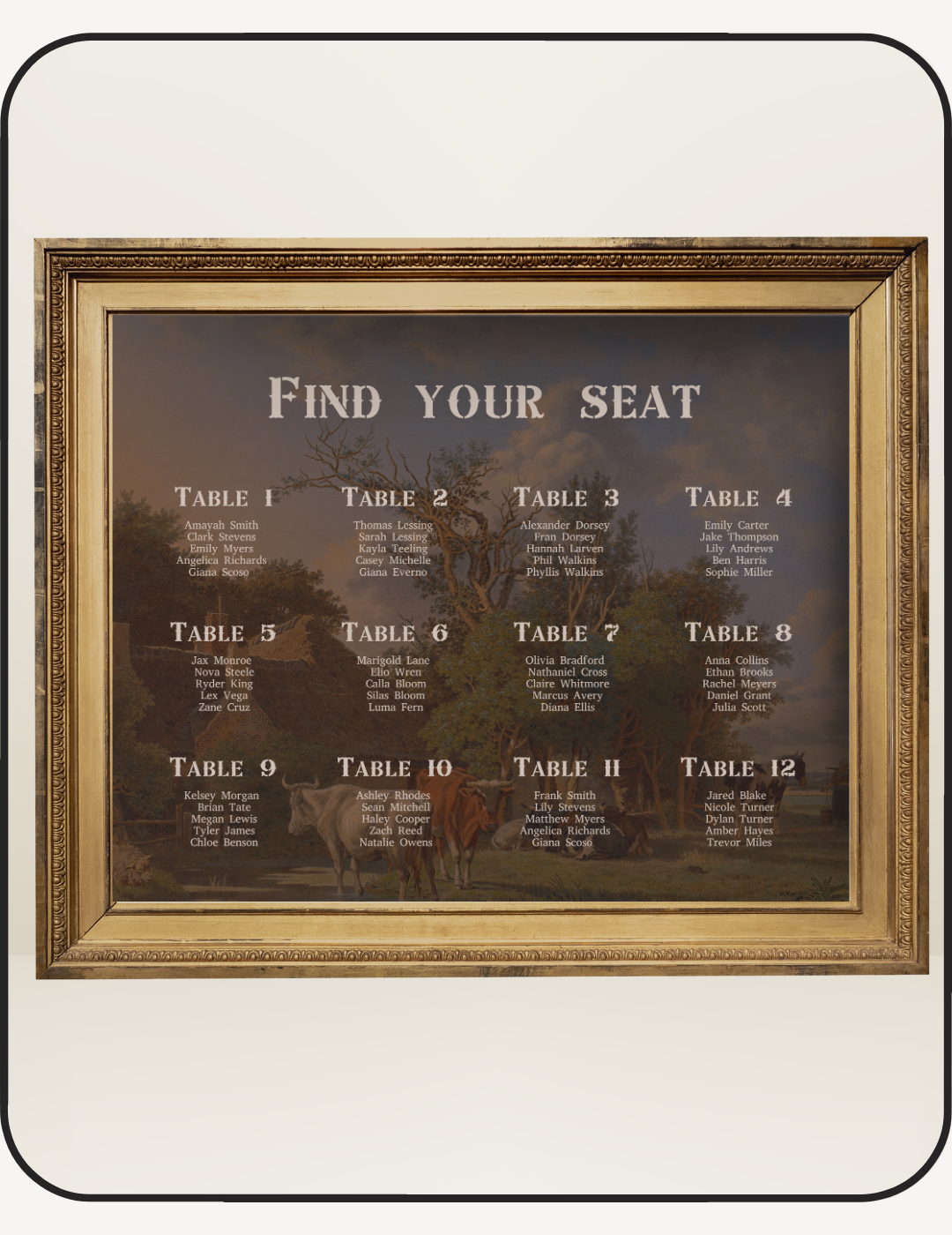 Western Wedding Seating Chart