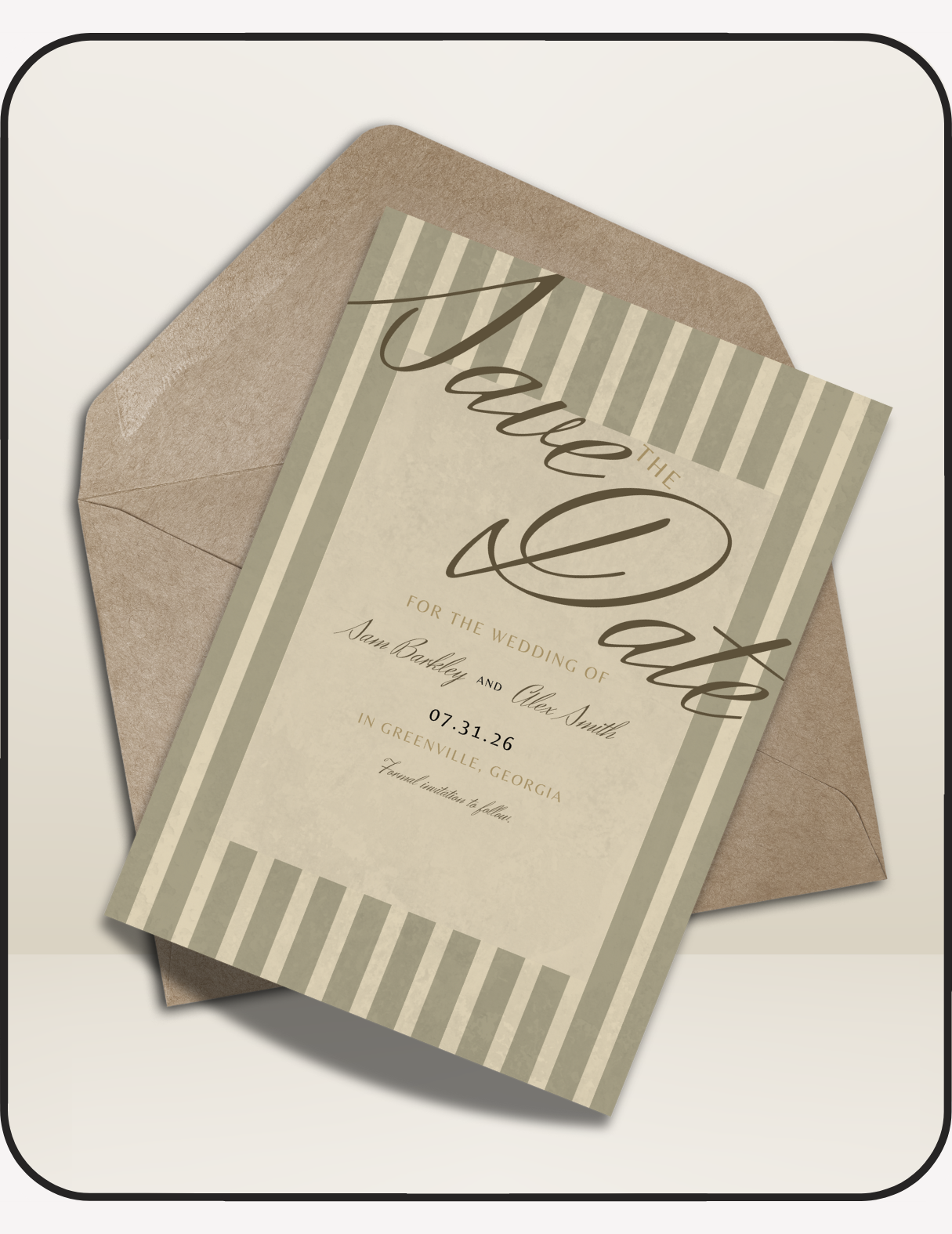 Striped Save the Date Invite