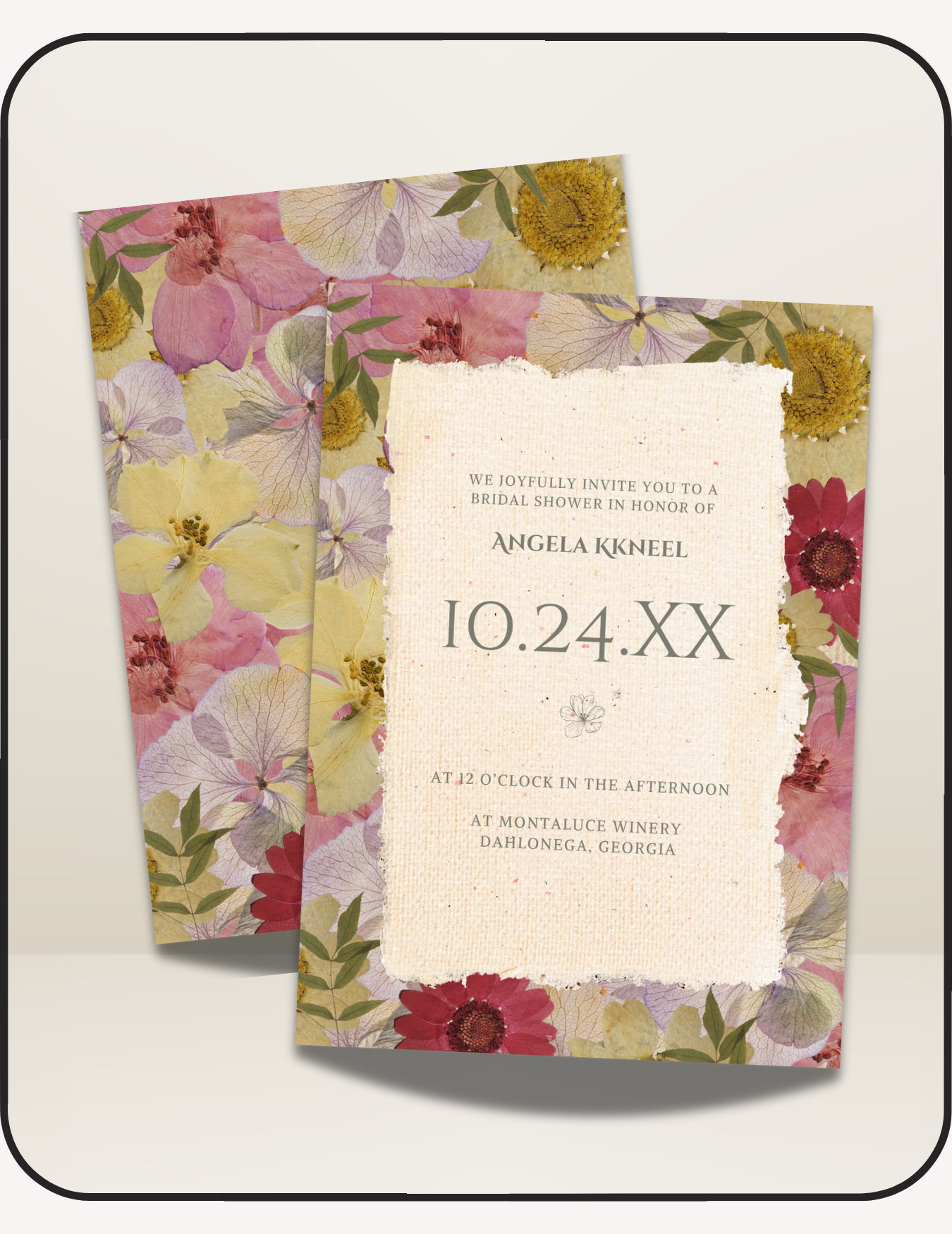 Pressed Flowers Bridal Shower Invite
