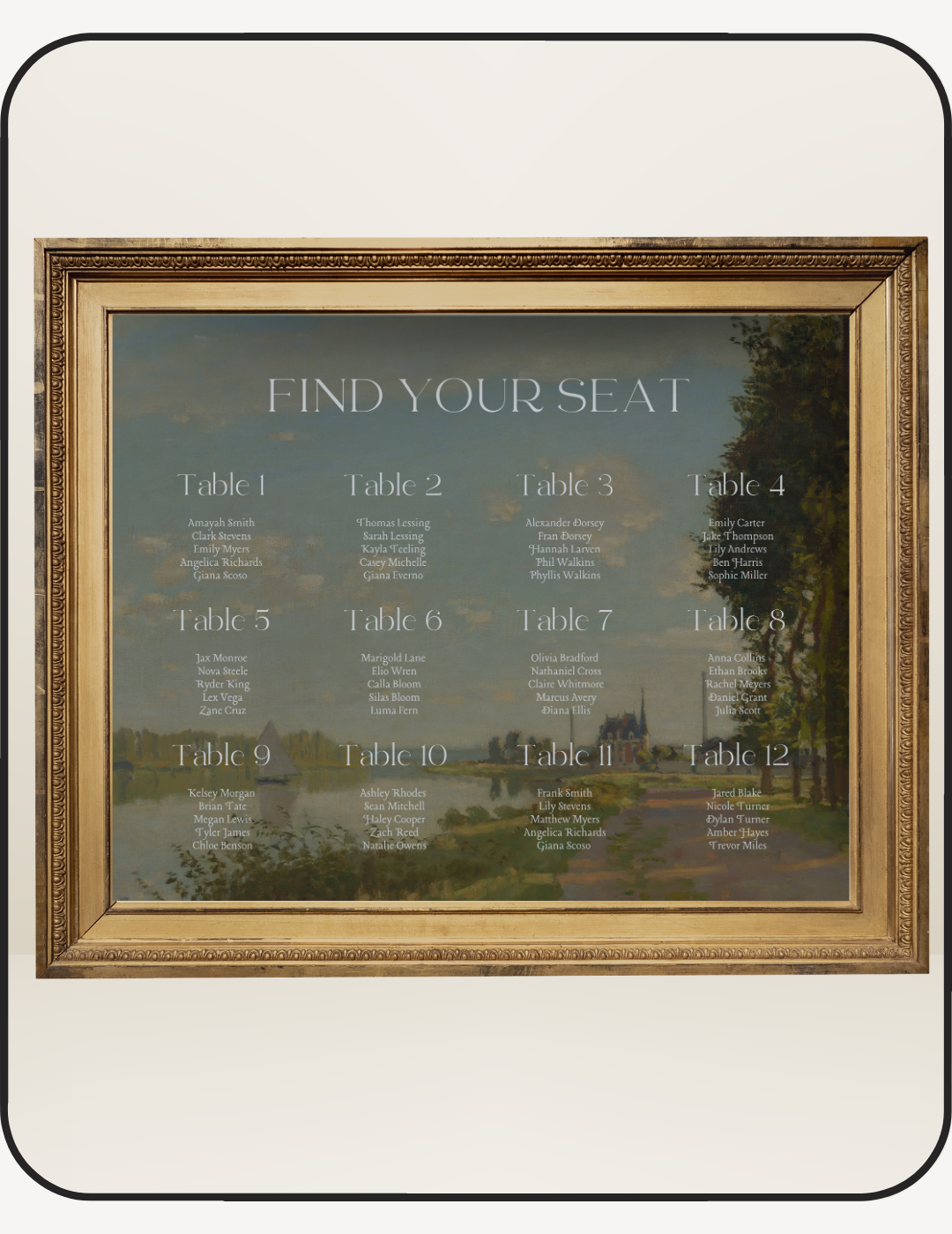 Coastal Wedding Seating Chart