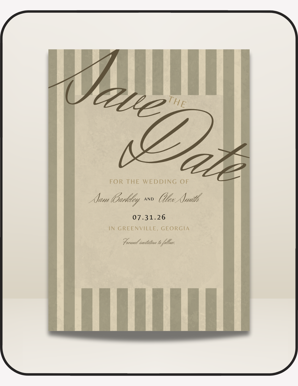 Striped Save the Date Invite