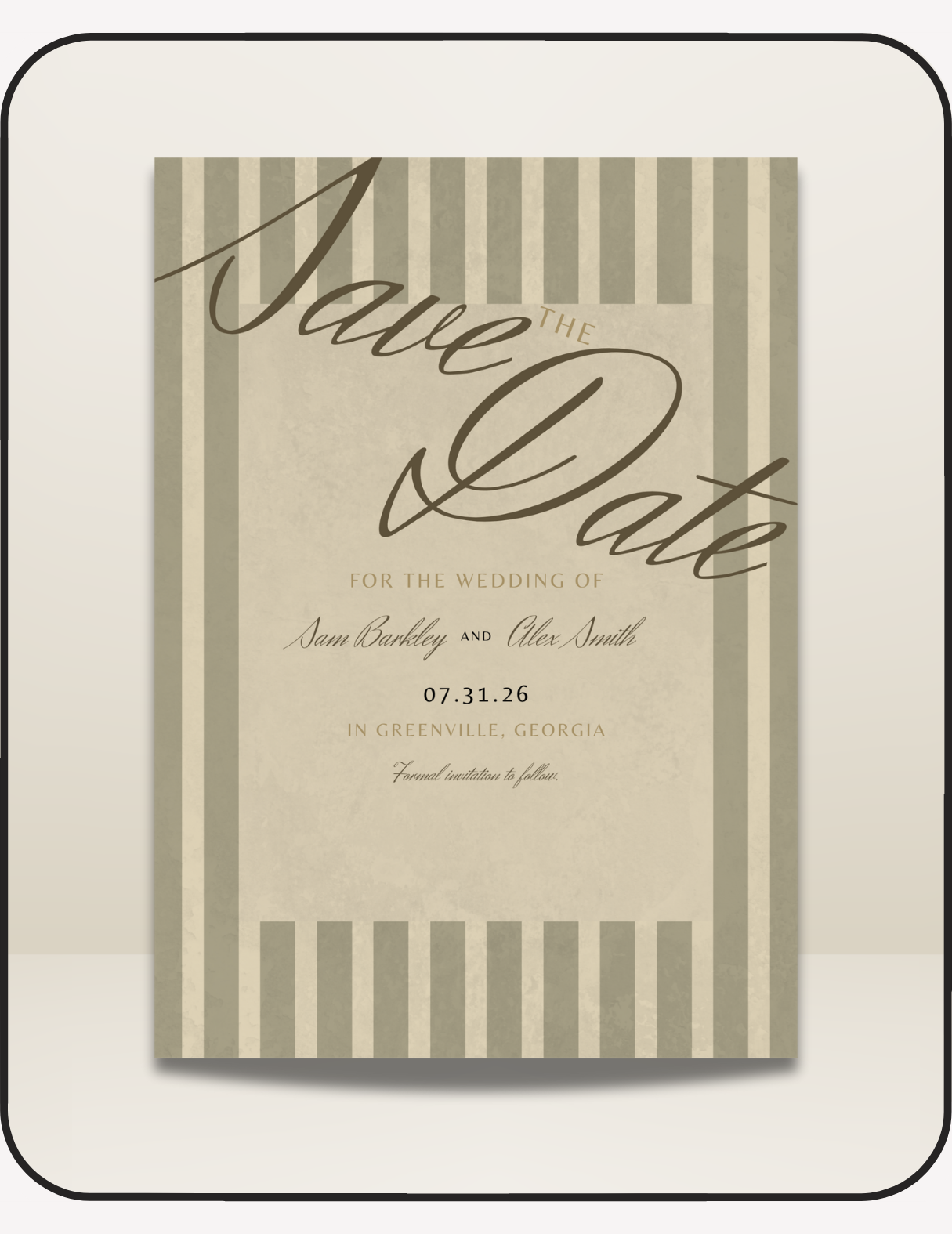 Striped Save the Date Invite