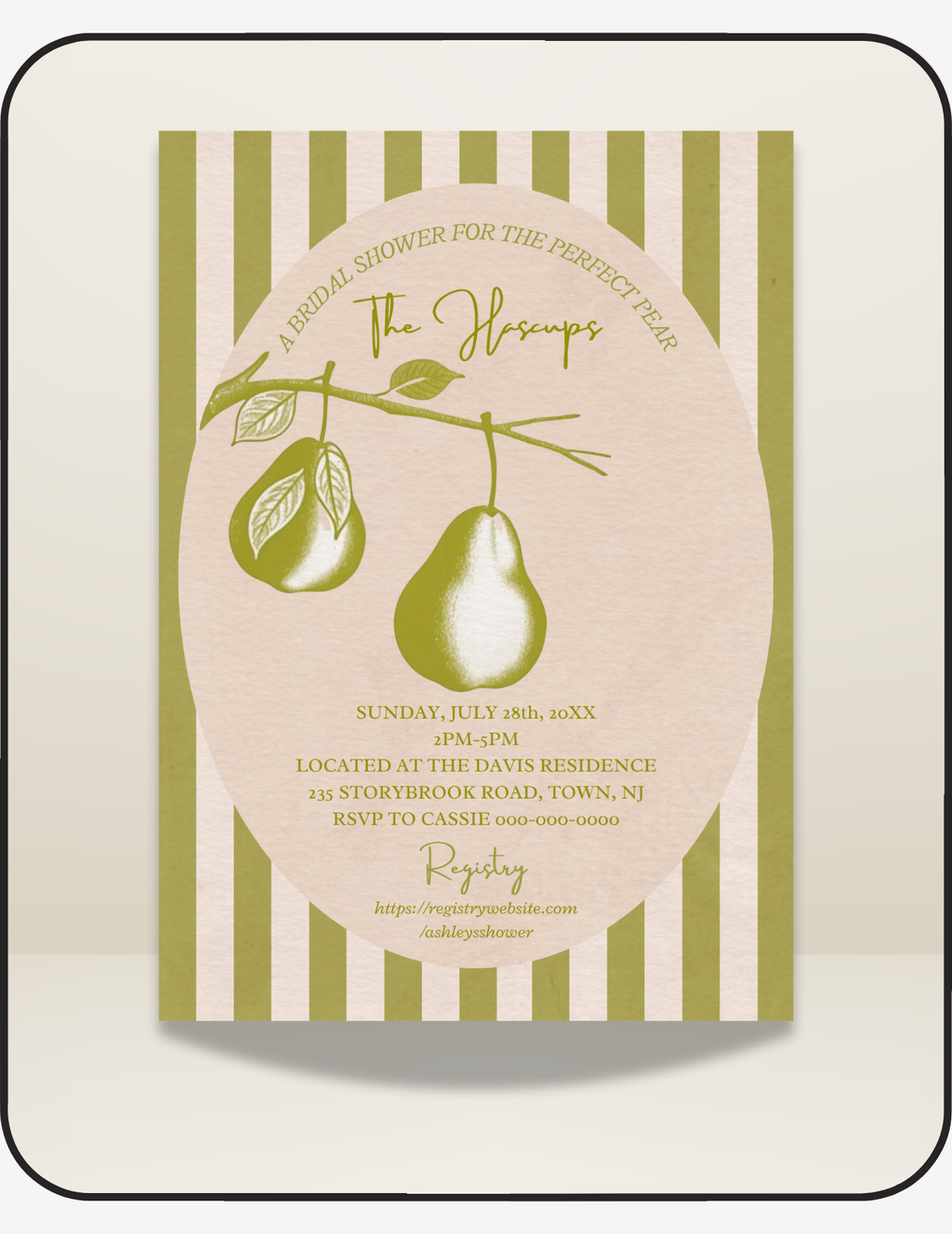 Perfect Pear Bridal Shower Invite