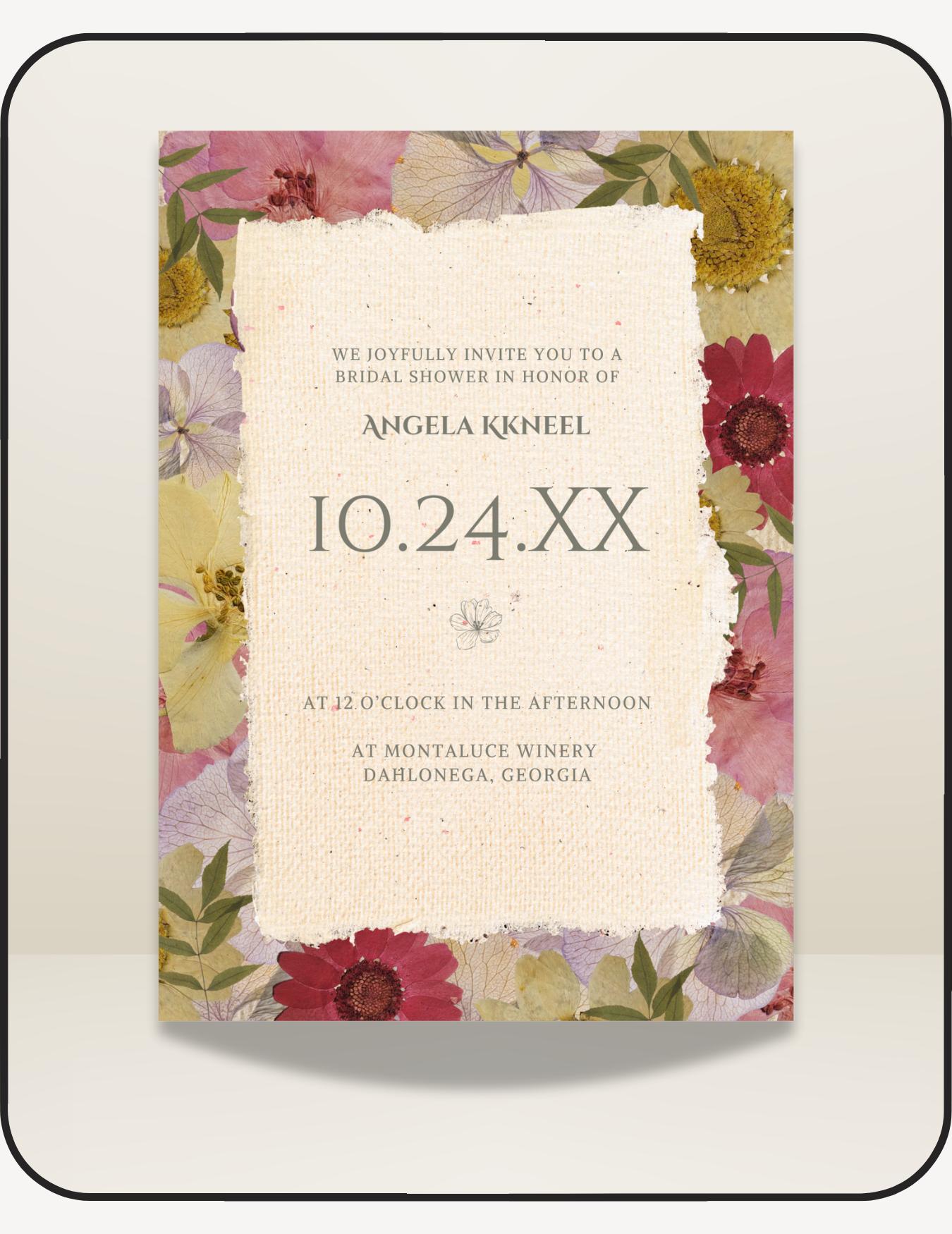 Pressed Flowers Bridal Shower Invite