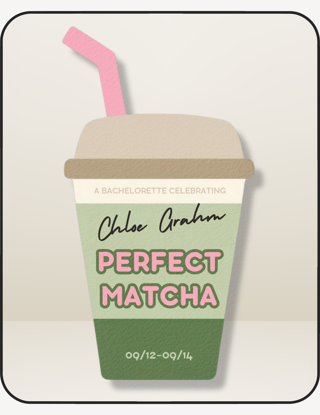 Perfect Matcha Bachelorette Invite