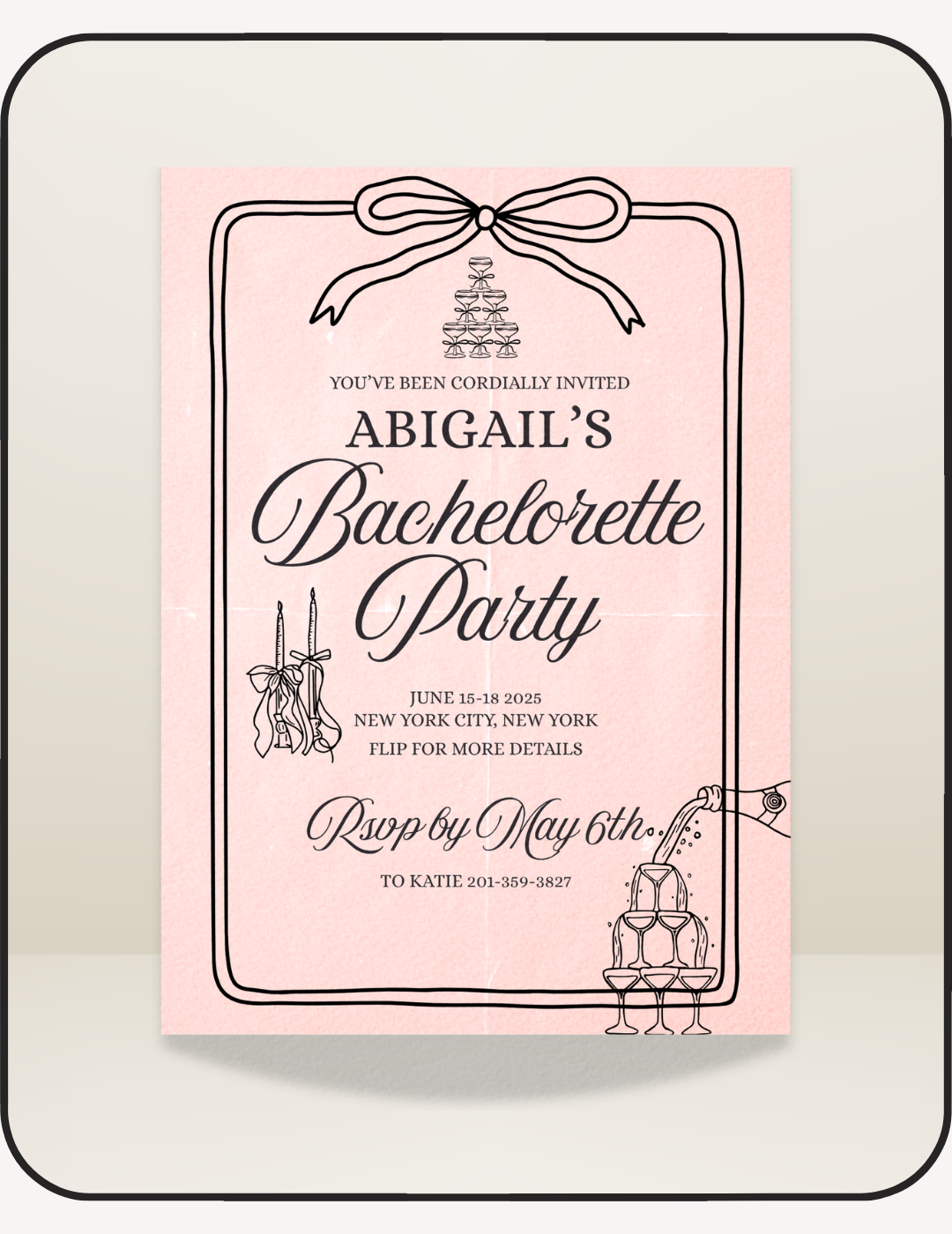 Girls Gone Mild Bachelorette Invite
