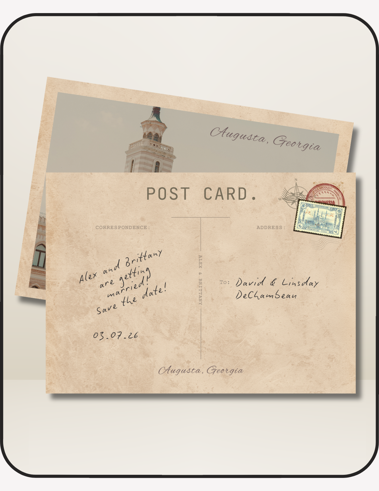 Postcard Save the Date Invite